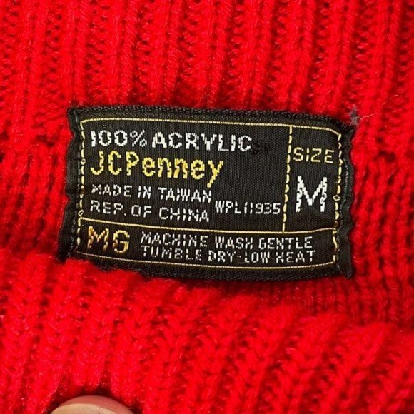 Vintage JC Penney Red Winter Sweater Mock Neck Size Med - Picture 4 of 5